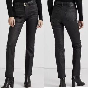 Ralph Lauren Denim Jeans Coated Pants High Rise Ankle Straight Black Label 8